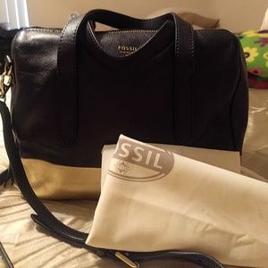 Fossil Black and Gold Satchel